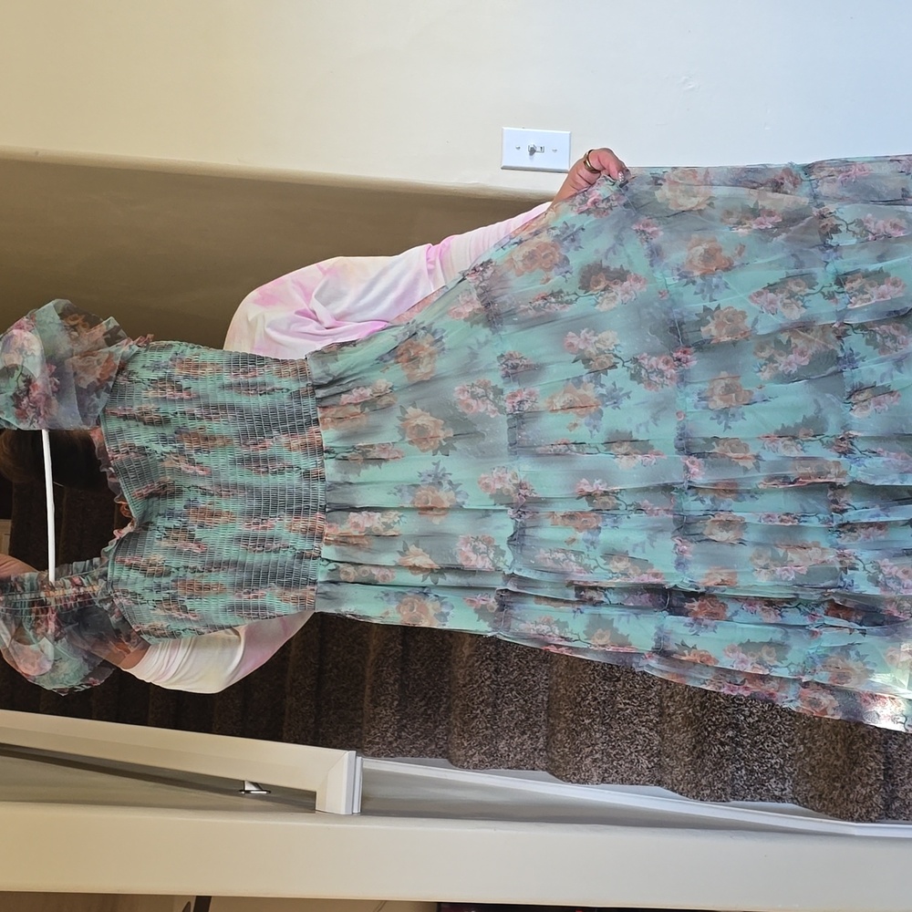 Baltic Born Dress in Green and Pink Floral